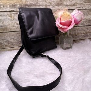 Black Genuine Leather Purse Shoulder Bag CrossBody Organizer